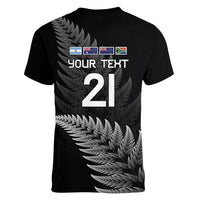 New Zealand Rugby Custom Women V-Neck T-Shirt Glory Be To Black Silver-fern LT9 - Polynesian Pride