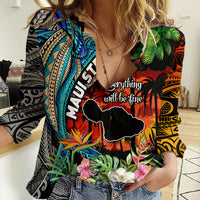 Hawaii Strong Maui Wildfire Women Casual Shirt Pray For Lahaina Maui LT9 Female Black - Polynesian Pride