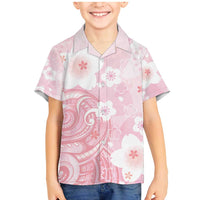 Japan Sakura Floral with Polynesian Vibe Family Matching Mermaid Dress and Hawaiian Shirt LT9 Son's Shirt Pink - Polynesian Pride