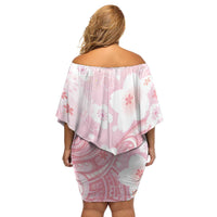 Japan Sakura Floral with Polynesian Vibe Family Matching Off Shoulder Short Dress and Hawaiian Shirt LT9 - Polynesian Pride