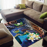 Marshall Islands Kwajalein Atoll Area Rug Plumeria Sea Turtle with Polynesian Tribal LT9 - Polynesian Pride