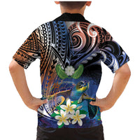 Marshall Islands Kwajalein Atoll Family Matching Mermaid Dress and Hawaiian Shirt Plumeria Sea Turtle with Polynesian Tribal LT9 - Polynesian Pride