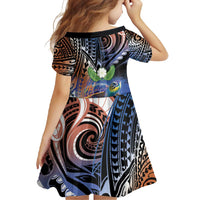Marshall Islands Kwajalein Atoll Family Matching Off Shoulder Maxi Dress and Hawaiian Shirt Plumeria Sea Turtle with Polynesian Tribal LT9 - Polynesian Pride