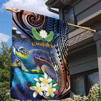 Marshall Islands Kwajalein Atoll Garden Flag Plumeria Sea Turtle with Polynesian Tribal LT9 - Polynesian Pride