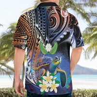 Marshall Islands Kwajalein Atoll Hawaiian Shirt Plumeria Sea Turtle with Polynesian Tribal LT9 - Polynesian Pride