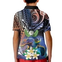Marshall Islands Kwajalein Atoll Kid Polo Shirt Plumeria Sea Turtle with Polynesian Tribal LT9 - Polynesian Pride