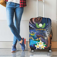 Marshall Islands Kwajalein Atoll Luggage Cover Plumeria Sea Turtle with Polynesian Tribal LT9 - Polynesian Pride