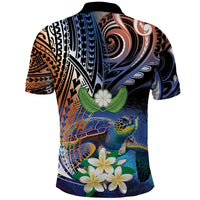 Marshall Islands Kwajalein Atoll Polo Shirt Plumeria Sea Turtle with Polynesian Tribal LT9 - Polynesian Pride