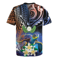Marshall Islands Kwajalein Atoll Rugby Jersey Plumeria Sea Turtle with Polynesian Tribal LT9 - Polynesian Pride