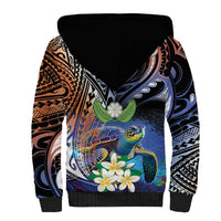 Marshall Islands Kwajalein Atoll Sherpa Hoodie Plumeria Sea Turtle with Polynesian Tribal LT9 - Polynesian Pride