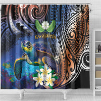 Marshall Islands Kwajalein Atoll Shower Curtain Plumeria Sea Turtle with Polynesian Tribal LT9 - Polynesian Pride