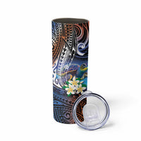 Marshall Islands Kwajalein Atoll Skinny Tumbler Plumeria Sea Turtle with Polynesian Tribal LT9 - Polynesian Pride