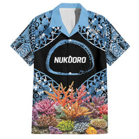 Personalised Nukuoro Micronesia Atoll Family Matching Long Sleeve Bodycon Dress and Hawaiian Shirt with Pacific Coral Reef LT9 Dad's Shirt - Short Sleeve Blue - Polynesian Pride