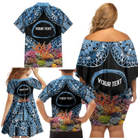 Personalised Nukuoro Micronesia Atoll Family Matching Off Shoulder Short Dress and Hawaiian Shirt with Pacific Coral Reef LT9 - Polynesian Pride
