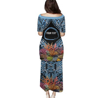 Personalised Nukuoro Micronesia Atoll Family Matching Puletasi and Hawaiian Shirt with Pacific Coral Reef LT9 - Polynesian Pride