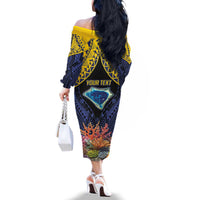 Tokelau Atafu Atoll Personalised Family Matching Off The Shoulder Long Sleeve Dress and Hawaiian Shirt Pacific Coral Reef Vibe LT9 - Polynesian Pride