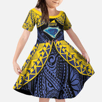 Tokelau Atafu Atoll Personalised Family Matching Summer Maxi Dress and Hawaiian Shirt Pacific Coral Reef Vibe LT9 Daughter's Dress Gold - Polynesian Pride