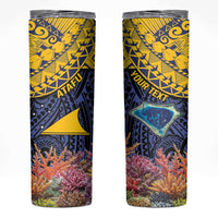 Tokelau Atafu Atoll Personalised Skinny Tumbler Pacific Coral Reef Vibe LT9 Gold - Polynesian Pride