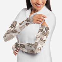 Vintage Hawaii Arm Sleeves Hibiscus Tapa Tribal With Hawaiian Quilt Pattern Gold - Polynesian Pride