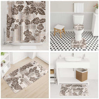 Vintage Hawaii Bathroom Set Hibiscus Tapa Tribal With Hawaiian Quilt Pattern Gold - Polynesian Pride