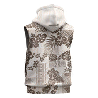 Vintage Hawaii Sleeveless Hoodie Hibiscus Tapa Tribal With Hawaiian Quilt Pattern Gold LT9 - Polynesian Pride