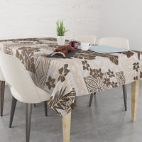 Vintage Hawaii Tablecloth Hibiscus Tapa Tribal With Hawaiian Quilt Pattern Gold LT9 - Polynesian Pride