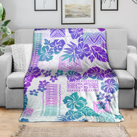 Vintage Hawaii Blanket Hibiscus Tapa Tribal With Hawaiian Quilt Pattern Purple LT9 - Polynesian Pride