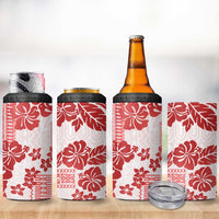 Vintage Hawaii 4 in 1 Can Cooler Tumbler Hibiscus Tapa Tribal With Hawaiian Quilt Pattern Red LT9 - Polynesian Pride