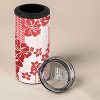 Vintage Hawaii 4 in 1 Can Cooler Tumbler Hibiscus Tapa Tribal With Hawaiian Quilt Pattern Red LT9 - Polynesian Pride