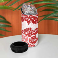 Vintage Hawaii 4 in 1 Can Cooler Tumbler Hibiscus Tapa Tribal With Hawaiian Quilt Pattern Red LT9 - Polynesian Pride