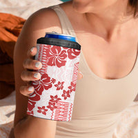 Vintage Hawaii 4 in 1 Can Cooler Tumbler Hibiscus Tapa Tribal With Hawaiian Quilt Pattern Red LT9 - Polynesian Pride