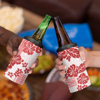 Vintage Hawaii 4 in 1 Can Cooler Tumbler Hibiscus Tapa Tribal With Hawaiian Quilt Pattern Red LT9 - Polynesian Pride