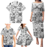 Hawaii Tapa Tribal Family Matching Puletasi Dress and Hawaiian Shirt With Hawaiian Quilt Pattern Black LT9 - Polynesian Pride