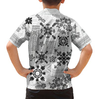 Hawaii Tapa Tribal Family Matching Short Sleeve Bodycon Dress and Hawaiian Shirt With Hawaiian Quilt Pattern Black LT9 - Polynesian Pride