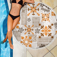 Hawaii Tapa Tribal Beach Blanket With Hawaiian Quilt Pattern Gold LT9 - Wonder Print Shop