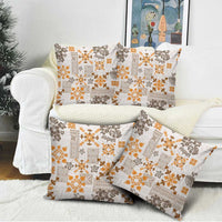 Hawaii Tapa Tribal Pillow Cover With Hawaiian Quilt Pattern Gold - Polynesian Pride
