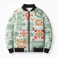 Hawaii Tapa Tribal Bomber Puffer Jacket With Hawaiian Quilt Pattern Green LT9 Unisex Green - Polynesian Pride