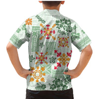 Hawaii Tapa Tribal Family Matching Mermaid Dress and Hawaiian Shirt With Hawaiian Quilt Pattern Green LT9 - Polynesian Pride