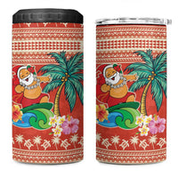 Hawaii Mele Kalikimaka 4 in 1 Can Cooler Tumbler Surfing Santa Funny Christmas LT9 One Size: 16 oz Red - Polynesian Pride