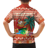 Hawaii Mele Kalikimaka Family Matching Off The Shoulder Long Sleeve Dress and Hawaiian Shirt Surfing Santa Funny Christmas LT9 - Polynesian Pride