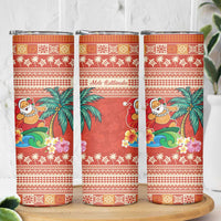 Hawaii Mele Kalikimaka Skinny Tumbler Surfing Santa Funny Christmas LT9 - Polynesian Pride