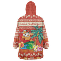 Hawaii Mele Kalikimaka Wearable Blanket Hoodie Surfing Santa Funny Christmas LT9 - Polynesian Pride