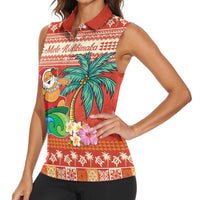 Hawaii Mele Kalikimaka Women Sleeveless Polo Shirt Surfing Santa Funny Christmas LT9 - Polynesian Pride