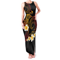 Personalised Papua New Guinea Sepik Family Matching Tank Maxi Dress and Hawaiian Shirt Plumeria Floral Tribal Pattern - Polynesian Pride