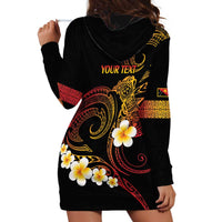 Personalised Papua New Guinea Sepik Hoodie Dress Plumeria Floral Tribal Pattern LT9 - Polynesian Pride