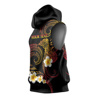 Personalised Papua New Guinea Sepik Sleeveless Hoodie Plumeria Floral Tribal Pattern LT9 - Polynesian Pride