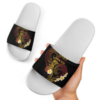 Personalised Papua New Guinea Sepik Slide Sandals Plumeria Floral Tribal Pattern - Polynesian Pride