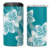 Polynesian Plumeria Flowers Tribal 4 in 1 Can Cooler Tumbler Pacific Tattoo Teal Style LT9 One Size: 16 oz Teal - Polynesian Pride