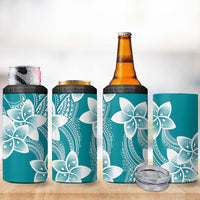 Polynesian Plumeria Flowers Tribal 4 in 1 Can Cooler Tumbler Pacific Tattoo Teal Style LT9 - Polynesian Pride