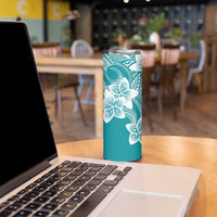 Polynesian Plumeria Flowers Tribal Skinny Tumbler Pacific Tattoo Teal Style LT9 - Polynesian Pride